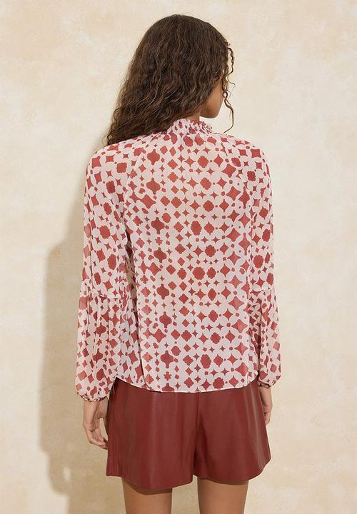 Trendyol - Detailed  Chiffon Blouse - Tile