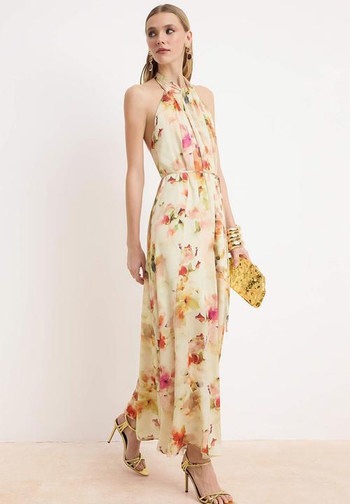 Trendyol - Maxi Lined Evening Dress - Multi-Colored