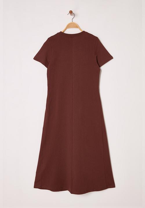 Trendyol - Midi Knitted Dress with Pocket - Brown