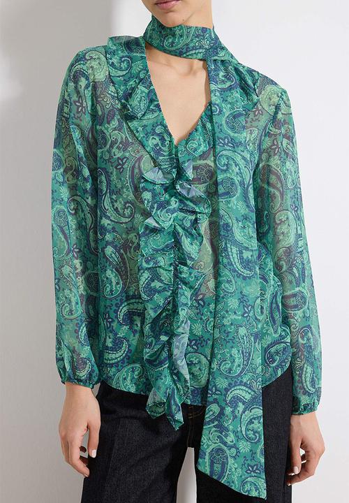 Trendyol - Boho Chiffon Woven Blouse - Green