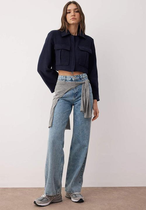 Trendyol - High Waist Wide Leg Jeans - Light Blue