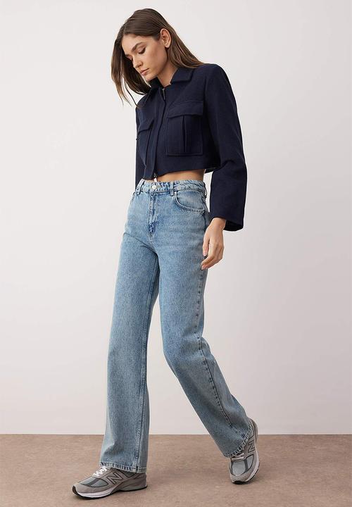 Trendyol - High Waist Wide Leg Jeans - Light Blue