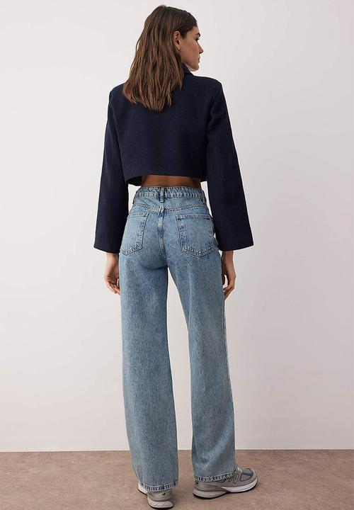 Trendyol - High Waist Wide Leg Jeans - Light Blue