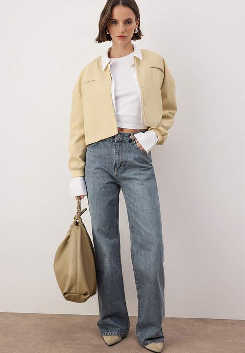 Trendyol - High Waist Wide Leg Jeans - Blue*001