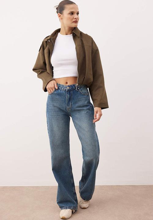Trendyol - High Waist Wide Leg Jeans - Blue*001
