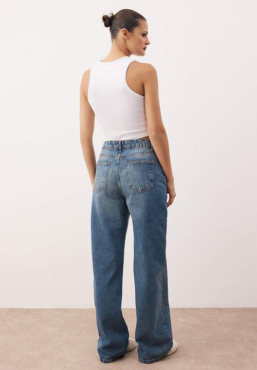 Trendyol - High Waist Wide Leg Jeans - Blue*001