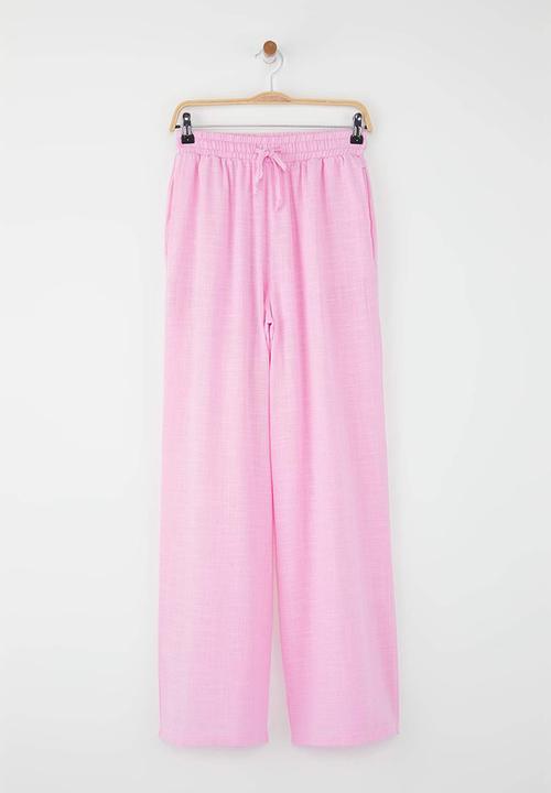 Trendyol - Linen Look Wide Leg Shorts - Light Pink