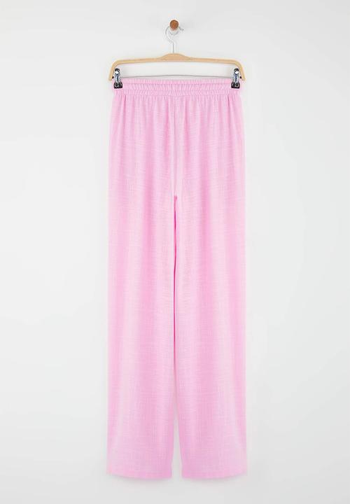 Trendyol - Linen Look Wide Leg Shorts - Light Pink
