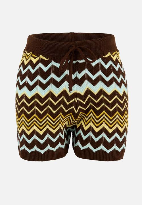 Trendyol - Color Block Shirt-Blouse Knitwear Bottom - Top Set - Brown