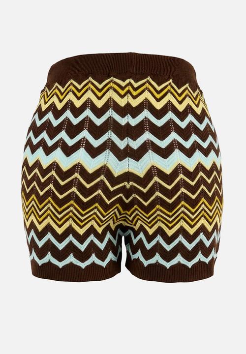 Trendyol - Color Block Shirt-Blouse Knitwear Bottom - Top Set - Brown