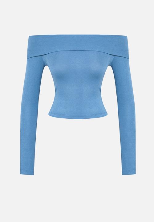 Trendyol - Knitted Blouse Short Crop - Indigo