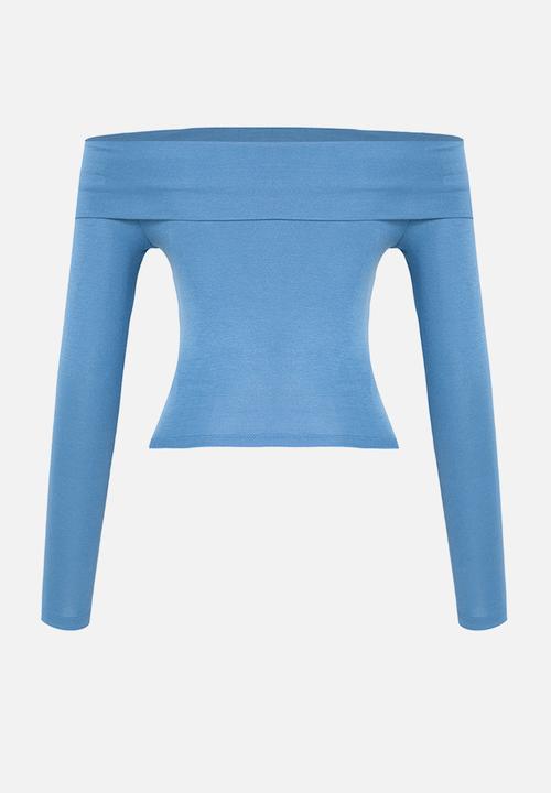 Trendyol - Knitted Blouse Short Crop - Indigo