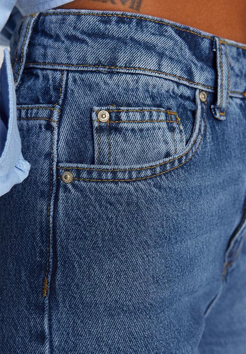Trendyol - High Waist Mom Jeans - Dark Blue