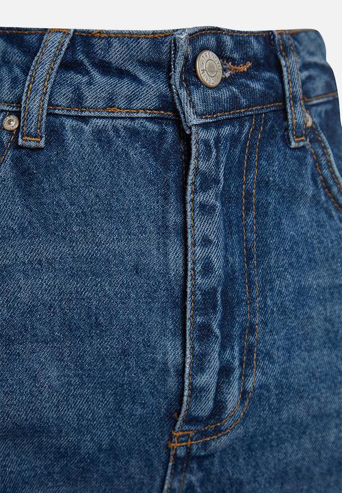 Trendyol - High Waist Mom Jeans - Dark Blue
