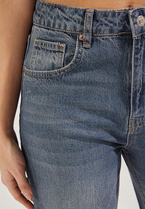 Trendyol - High Waist Wide Leg Jeans - Indigo