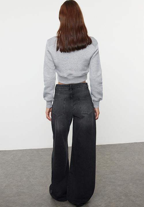 Trendyol - High Waist Extra Wide Leg Jeans - Black