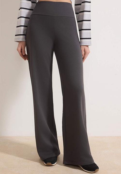 Trendyol - High Waist Wide Leg Trousers - Anthracite