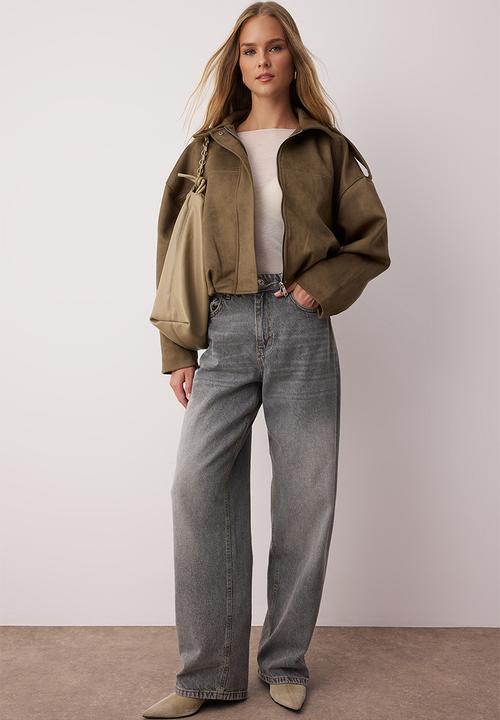 Trendyol - High Waist Barrel Jeans - Gray