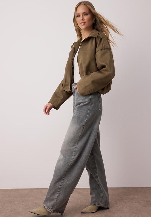 Trendyol - High Waist Barrel Jeans - Gray