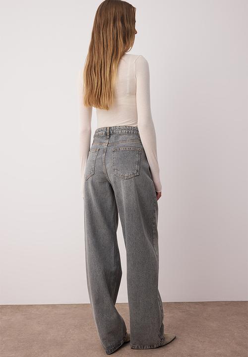 Trendyol - High Waist Barrel Jeans - Gray