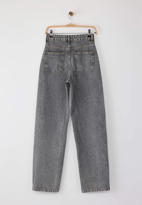 Trendyol - High Waist Barrel Jeans - Gray