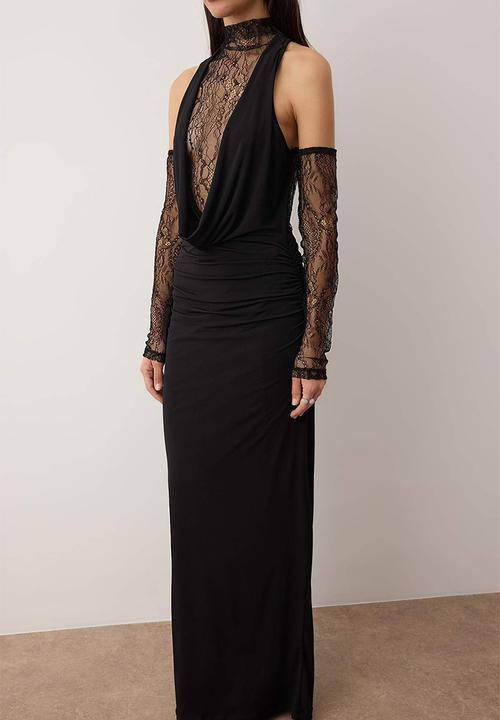 Trendyol - Lace Detailed Maxi  Dress - Black