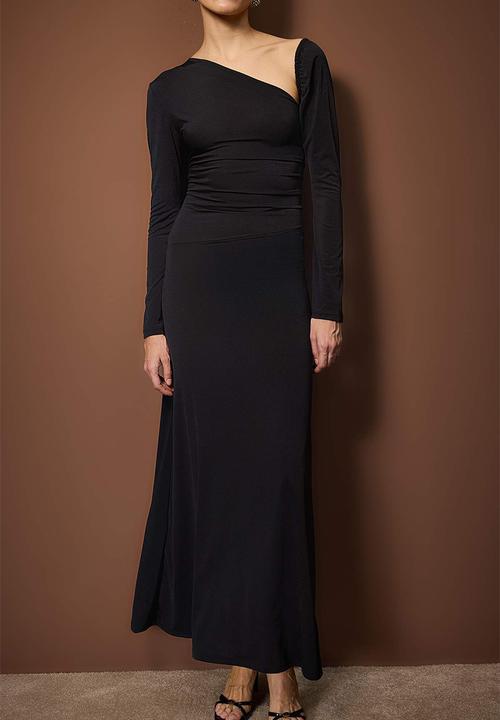 Trendyol - Knitted Maxi Evening Dress & Graduation Dress - Black