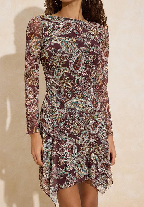 Trendyol - A-Line Asymmetrical Mini Tulle Knitted Dress - Multi