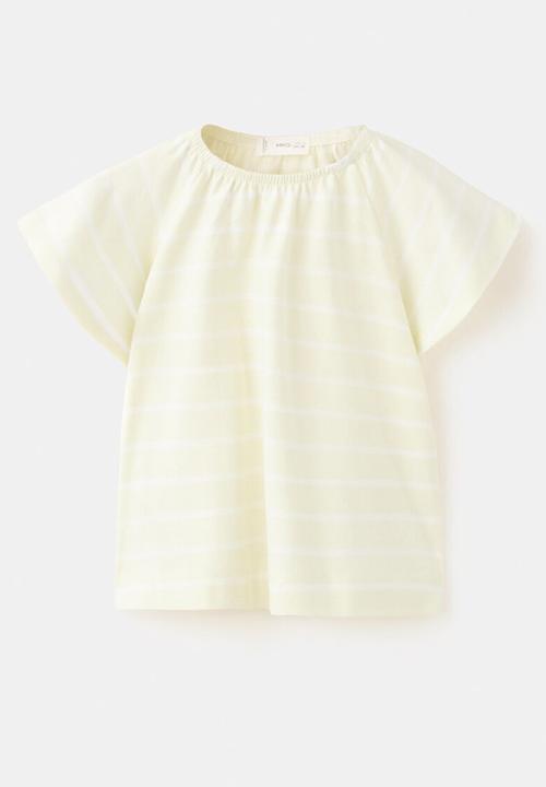 MANGO - T-Shirt STRIPE - Light/Pastel Yellow