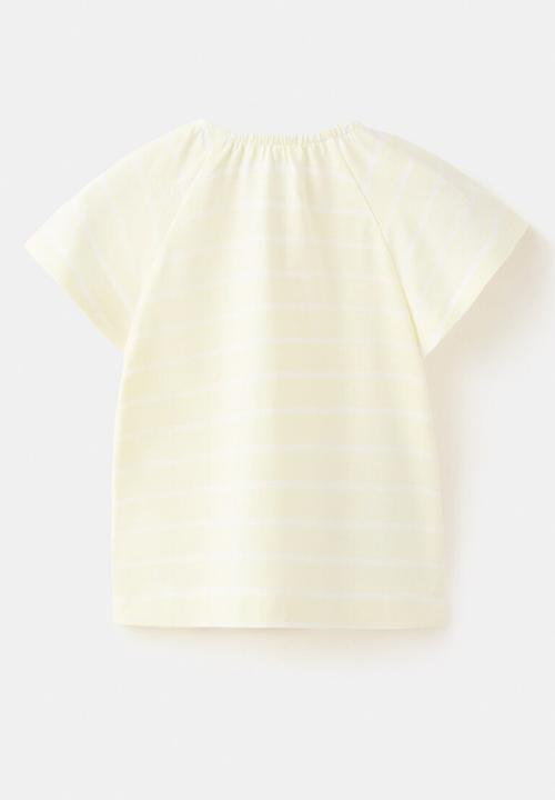 MANGO - T-Shirt STRIPE - Light/Pastel Yellow