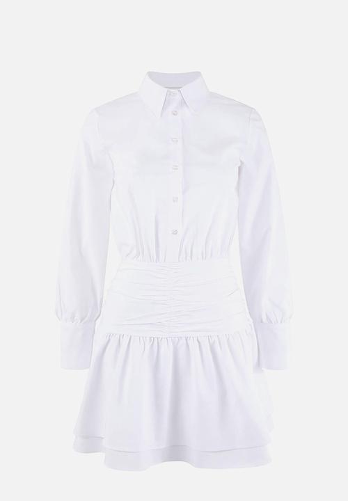 Trendyol - Waist Detailed Mini Poplin Woven Dress - Ecru
