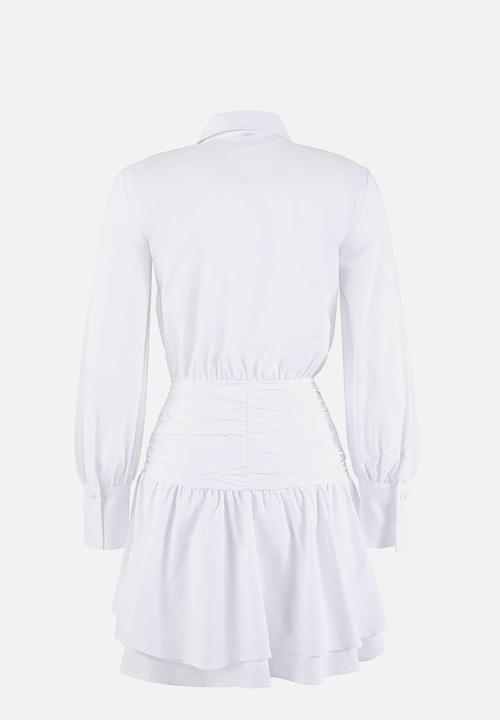 Trendyol - Waist Detailed Mini Poplin Woven Dress - Ecru