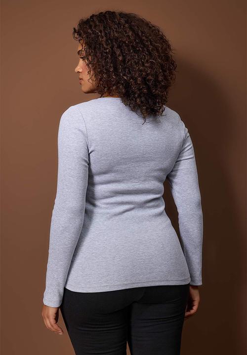 Trendyol - Plus Camisole Knitted Blouse - Grey Melange