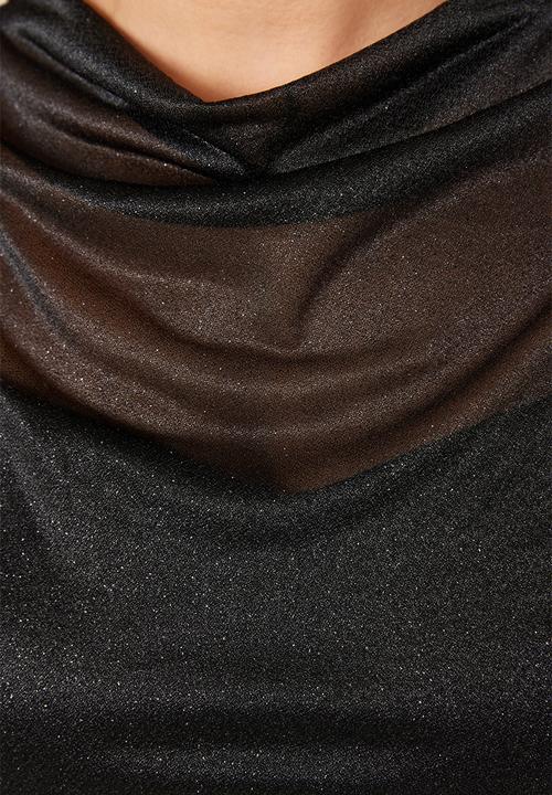 Trendyol - Plus Open Waist/Skater Silvery Mini Knitted Dress - Black