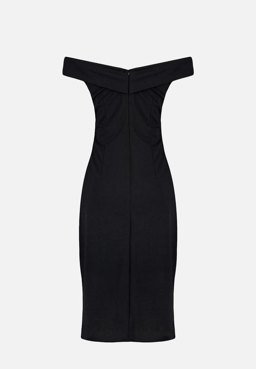 Trendyol - Plus Bodycon Knitted Dress with Gather Detail - Black