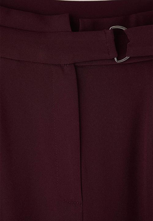 Trendyol - Plus Waist Adjustable Belt Woven Fabric Pants - Plum