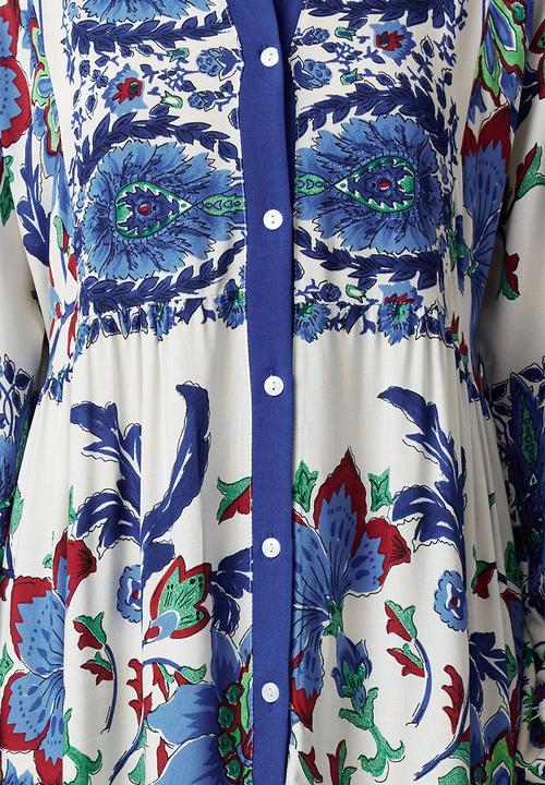 Trendyol - Floral Viscose Woven Dress - Blue