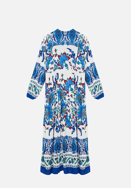 Trendyol - Floral Viscose Woven Dress - Blue