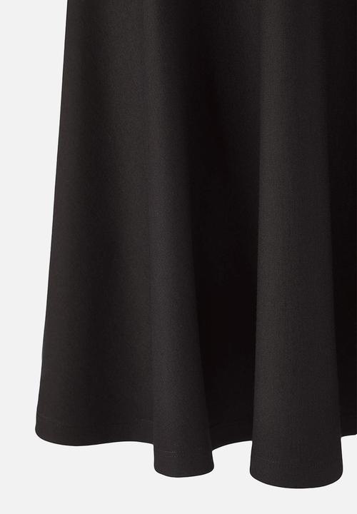 Trendyol - Plus Square Collar Skater Mini Knitted Dress - Black