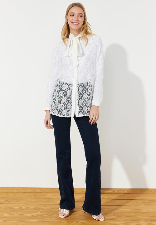 Trendyol - Embroidery Lace Stylish Woven Shirt - White