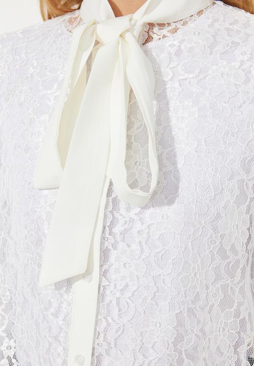 Trendyol - Embroidery Lace Stylish Woven Shirt - White