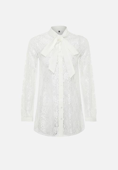 Trendyol - Embroidery Lace Stylish Woven Shirt - White