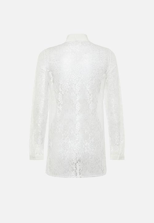 Trendyol - Embroidery Lace Stylish Woven Shirt - White