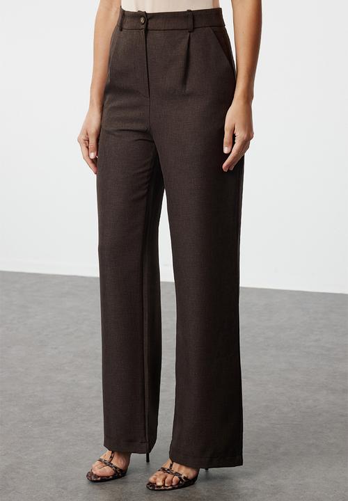 Trendyol - Linen-Textured Jacket and Trousers Set - Brown