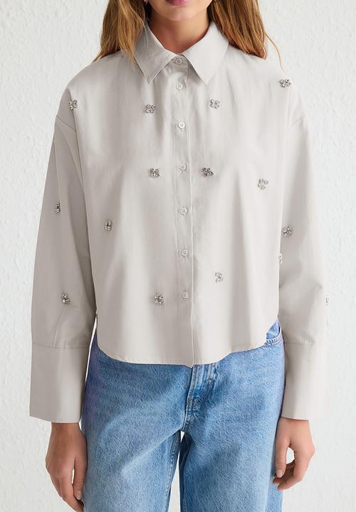 Trendyol - Accessory Detailed Woven Shirt - Stone