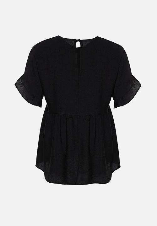 Trendyol - Plus Flounce Woven Blouse - Black