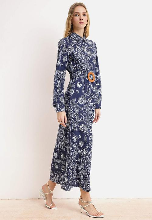 Trendyol - Woven Terrycotton Dress - Navy Blue