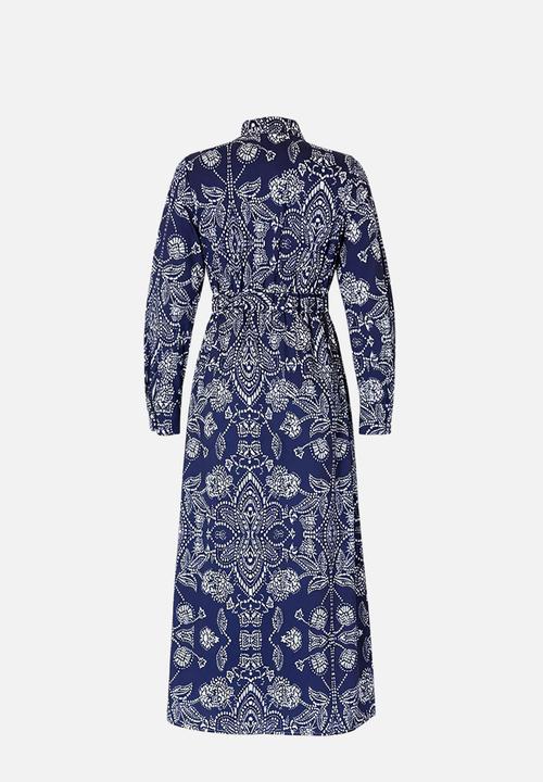 Trendyol - Woven Terrycotton Dress - Navy Blue