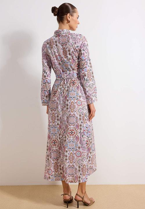 Trendyol - Floral Woven Terrycotton Dress - Multi-Colored