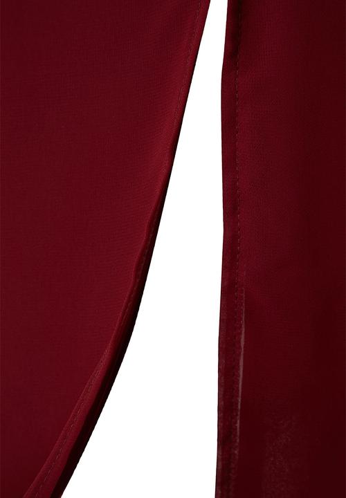 Trendyol - Plus Woven Slit Dress - Burgundy